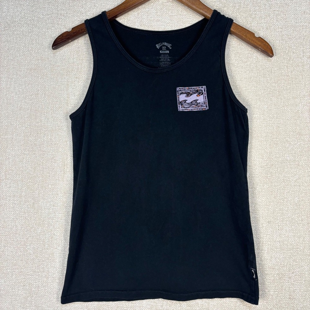 Billabong Kids Size Medium Black Graphic Wave Print Cotton Tank Top Sleeveless